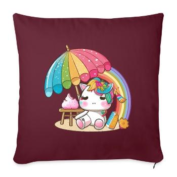 Rainbow unicorn for children - colorful and cheerful - Sofa pillowcase 17,3'' x 17,3'' (45 x 45 cm) - burgundy - Front