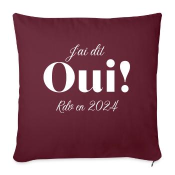J'ai dit oui rendez vous en 2024 - Housse de coussin décorative 45 x 45 cm - bordeaux - Devant