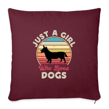 Lancashire Heeler Dog Love Silhouette Retro Sunset - Housse de coussin décorative 45 x 45 cm - bordeaux - Devant