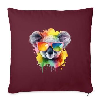 Bunter cooler Koala mit Sonnenbrille - Sofakissenbezug 45 x 45 cm - Burgunderrot - Vorne