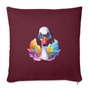 Cygne frais coloré avec des lunettes de soleil - Housse de coussin décorative 45 x 45 cm - bordeaux - Devant