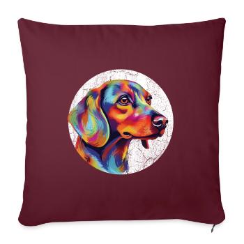 Cooler und bunter Dackel für Hundefreunde - Sofakissenbezug 45 x 45 cm - Burgunderrot - Vorne