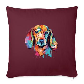 Cooler bunter Dackel Hund Wasserfarbe - Sofakissenbezug 45 x 45 cm - Burgunderrot - Vorne