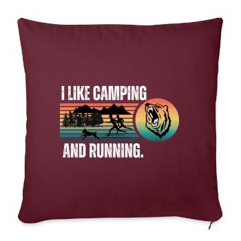 J’aime le camping et la course à pied - Housse de coussin décorative 45 x 45 cm - bordeaux - Devant