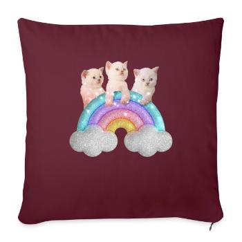 Kawai Colorful Rainbow Cat chaton amoureux Kitty - Housse de coussin décorative 45 x 45 cm - bordeaux - Devant