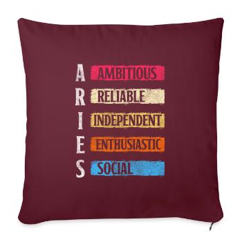 Signes du zodiaque des étoiles Bélier Minerve - Housse de coussin décorative 45 x 45 cm - bordeaux - Devant