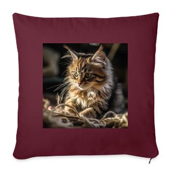 Main Coon baby cat, playful and ultra cute - Sofa pillowcase 17,3'' x 17,3'' (45 x 45 cm) - burgundy - Front