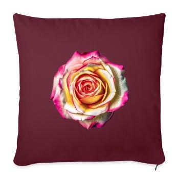Blumen Rose Gelb Türkis Muttertag Valentinstag - Sofakissenbezug 45 x 45 cm - Burgunderrot - Vorne