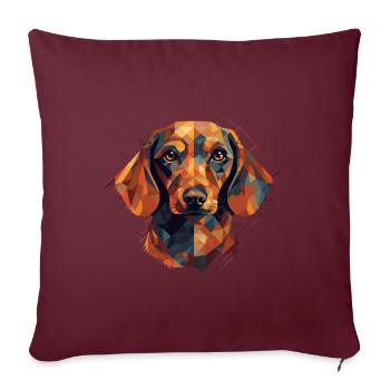 Design d’art coloré du teckel - Housse de coussin décorative 45 x 45 cm - bordeaux - Devant