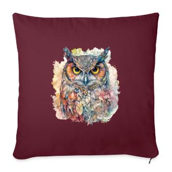 Magic Owl Aquarelle Coloré Animal Bird Forest - Housse de coussin décorative 45 x 45 cm - bordeaux - Devant