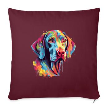 Design d’art coloré Weimaraner - Housse de coussin décorative 45 x 45 cm - bordeaux - Devant