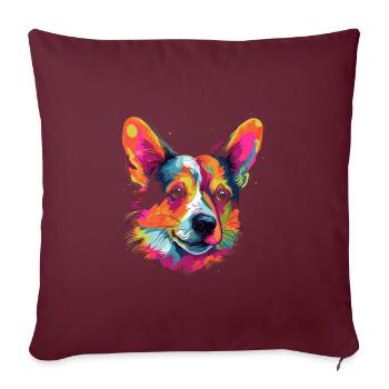 Design d’art coloré Corgi - Housse de coussin décorative 45 x 45 cm - bordeaux - Devant