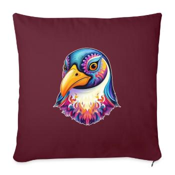 Cooler Pinguin Vogel Gesicht Bunt - Sofakissenbezug 45 x 45 cm - Burgunderrot - Vorne