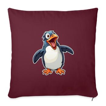 Cooler lustiger Pinguin - Sofakissenbezug 45 x 45 cm - Burgunderrot - Vorne