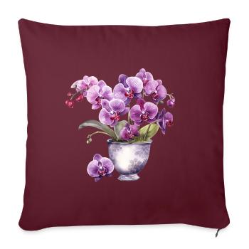 Pflanzen Blumen Blüten Orchidee Pink Rosa Hochzeit - Sofakissenbezug 45 x 45 cm - Burgunderrot - Vorne
