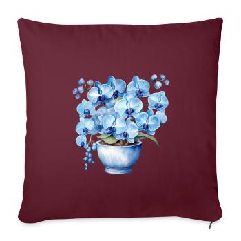 Pflanzen Blaue Blumen Blüten Orchidee Hochzeit - Sofakissenbezug 45 x 45 cm - Burgunderrot - Vorne