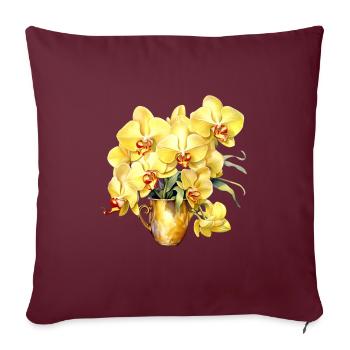 Pflanzen Blumenvase Blüten Orchidee Gelb Hochzeit - Sofakissenbezug 45 x 45 cm - Burgunderrot - Vorne