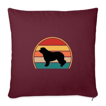 Catalan Chien de Berger Chien Amoureux Silhouette Rétro Coucher de Soleil - Housse de coussin décorative 45 x 45 cm - bordeaux - Devant