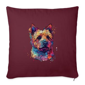 Bunte Norwich-Terrier - Sofakissenbezug 45 x 45 cm - Burgunderrot - Vorne