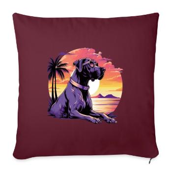 Grand-danois coloré avec des lunettes de soleil - Housse de coussin décorative 45 x 45 cm - bordeaux - Devant