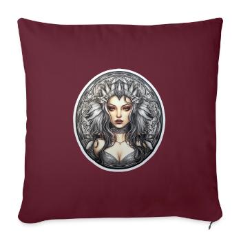 Goth Girl Gothique Mystique Mystérieuse Fée Noire - Housse de coussin décorative 45 x 45 cm - bordeaux - Devant