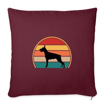 Doberman Dog Lover Silhouette Vintage Sunset - Housse de coussin décorative 45 x 45 cm - bordeaux - Devant