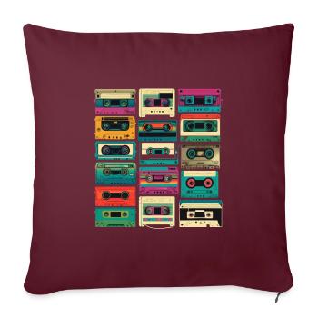 Cassette de musique rétro - Housse de coussin décorative 45 x 45 cm - bordeaux - Devant