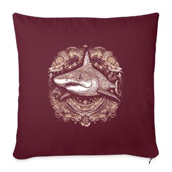 Requin trippant cool avec des motifs boho / ethniques - Housse de coussin décorative 45 x 45 cm - bordeaux - Devant