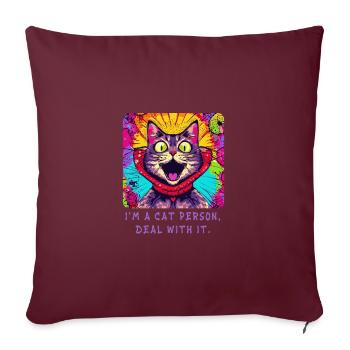Les amoureux des chats unissent - j’en suis fier! - Housse de coussin décorative 45 x 45 cm - bordeaux - Devant