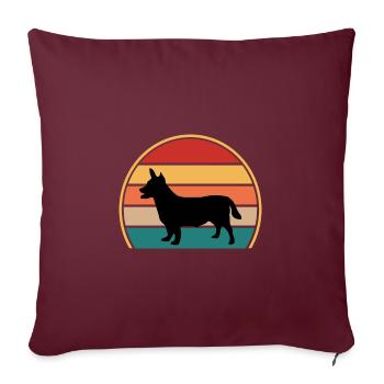 Lancashire Heeler Dog Love Silhouette Retro Sunset - Housse de coussin décorative 45 x 45 cm - bordeaux - Devant