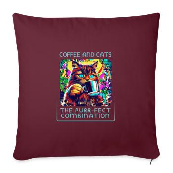 Café & chats : un mélange paradisiaque ! - Housse de coussin décorative 45 x 45 cm - bordeaux - Devant