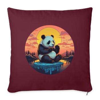 Panda mignon sur la banquise avec des bonbons - Sun - Housse de coussin décorative 45 x 45 cm - bordeaux - Devant