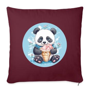 Panda maladroit - Crème glacée et fleurs Coucher de soleil Design - Housse de coussin décorative 45 x 45 cm - bordeaux - Devant