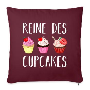 Reine des cupcakes cadeau pâtisserie patissière - Housse de coussin décorative 45 x 45 cm - bordeaux - Devant