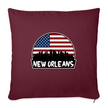 Nouvelle-Orléans Louisiane États-Unis Flag Skyline Silhouette - Housse de coussin décorative 45 x 45 cm - bordeaux - Devant