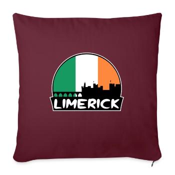 Limerick Irland Flagge Skyline Silhouette Reisen - Sofakissenbezug 45 x 45 cm - Burgunderrot - Vorne