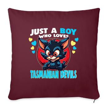 Just a Boy who Loves tasmanian Devils - Sofakissenbezug 45 x 45 cm - Burgunderrot - Vorne