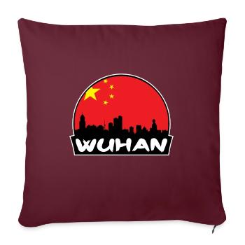 Wuhan China Flagge Skyline Silhouette Reisen - Sofakissenbezug 45 x 45 cm - Burgunderrot - Vorne