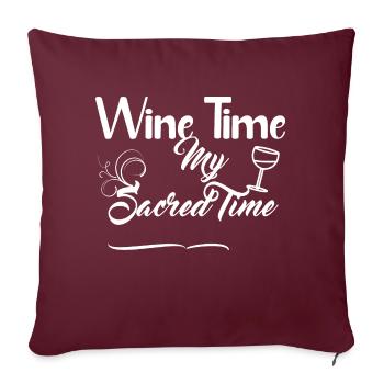 Wine Time - Weißes Design - Sofakissenbezug 45 x 45 cm - Burgunderrot - Vorne