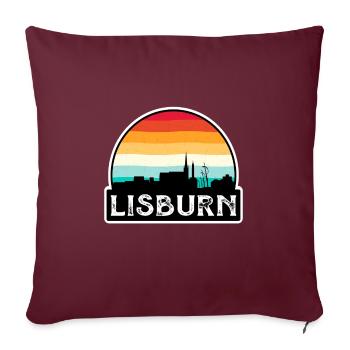 Lisburn Nordirland Flagge Skyline Reise Souve - Sofakissenbezug 45 x 45 cm - Burgunderrot - Vorne