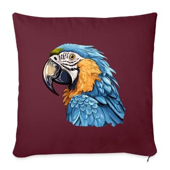 Ara bleu-or - Housse de coussin décorative 45 x 45 cm - bordeaux - Devant