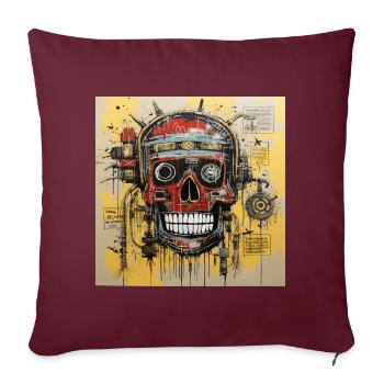 SKULL STREET ART - Housse de coussin décorative 45 x 45 cm - bordeaux - Devant