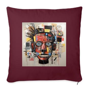 STREET ART PORTRAIT JM-B - Sofakissenbezug 45 x 45 cm - Burgunderrot - Vorne