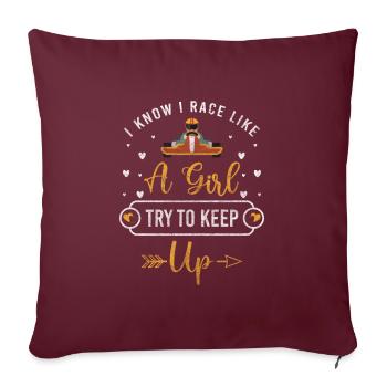 Piste de course de pilote de karting - Housse de coussin décorative 45 x 45 cm - bordeaux - Devant