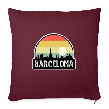 Barcelone Espagne Flag Skyline Souvenir de voyage - Housse de coussin décorative 45 x 45 cm - bordeaux - Devant