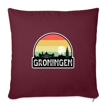 Groningue Pays-Bas Flag Skyline Souvenir de voyage - Housse de coussin décorative 45 x 45 cm - bordeaux - Devant