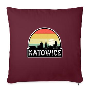 Katowice Pologne Flag Skyline Souvenir de voyage - Housse de coussin décorative 45 x 45 cm - bordeaux - Devant