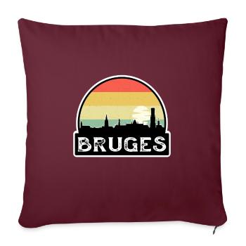 Bruges Belgique Flag Skyline Souvenir de voyage - Housse de coussin décorative 45 x 45 cm - bordeaux - Devant