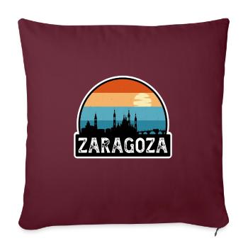 Saragosse Espagne Flag Skyline Souvenir de voyage - Housse de coussin décorative 45 x 45 cm - bordeaux - Devant