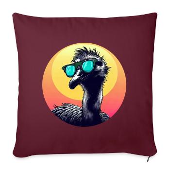 Cool Emu - Vogelstrauß mit Sonnenbrille bei - Sofakissenbezug 45 x 45 cm - Burgunderrot - Vorne